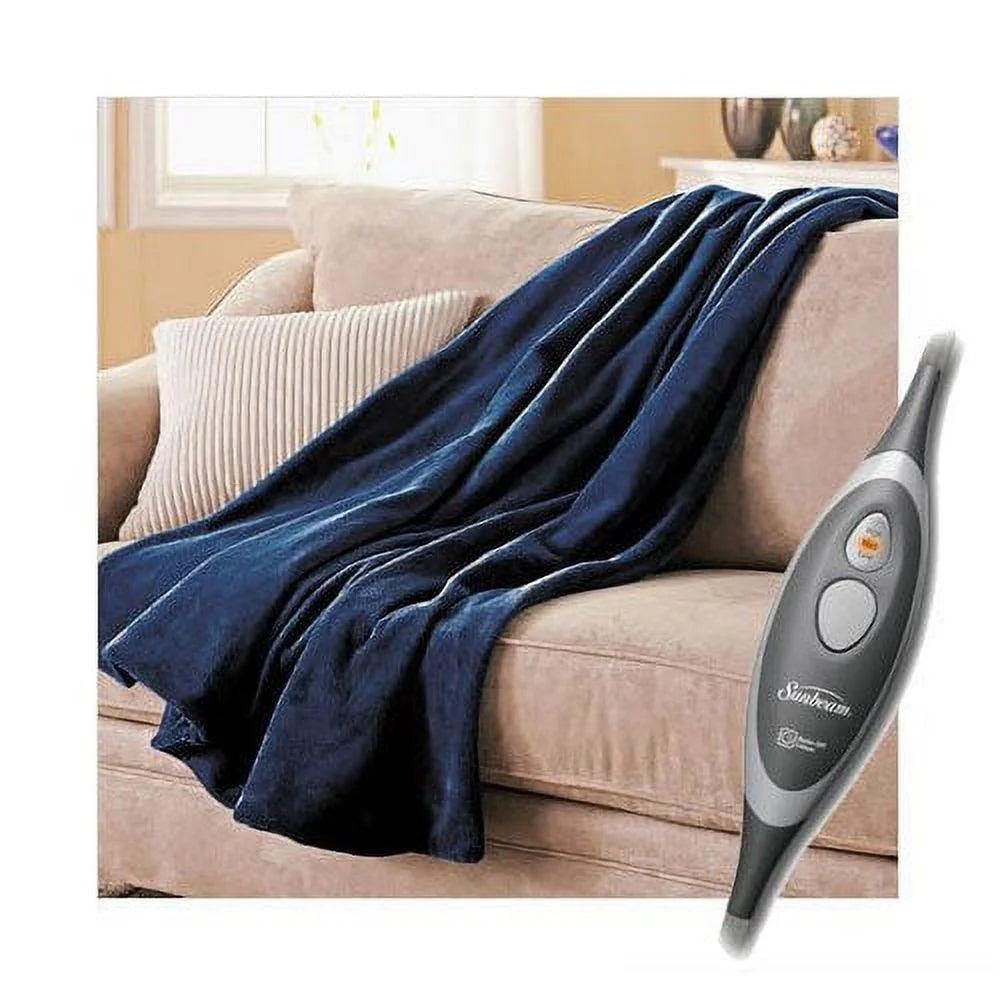 Electric Heated MicroPlush Throw Blanket Royal Blue S752947