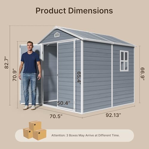 Outdoor Storage Shed with Floor, Lockable Doors, Window, Vents, Steel Frame U71245