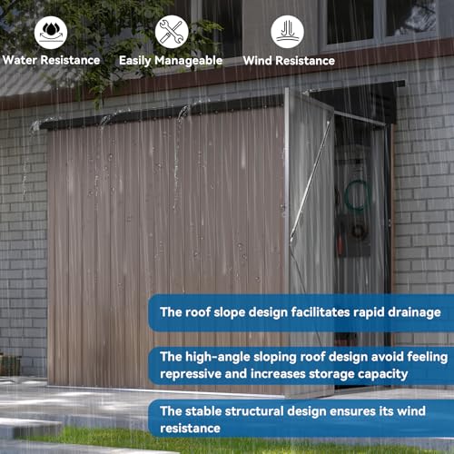 Galvanized Steel Storage Shed with Triple Doors, Weatherproof Outdoor Utility Shed P600721