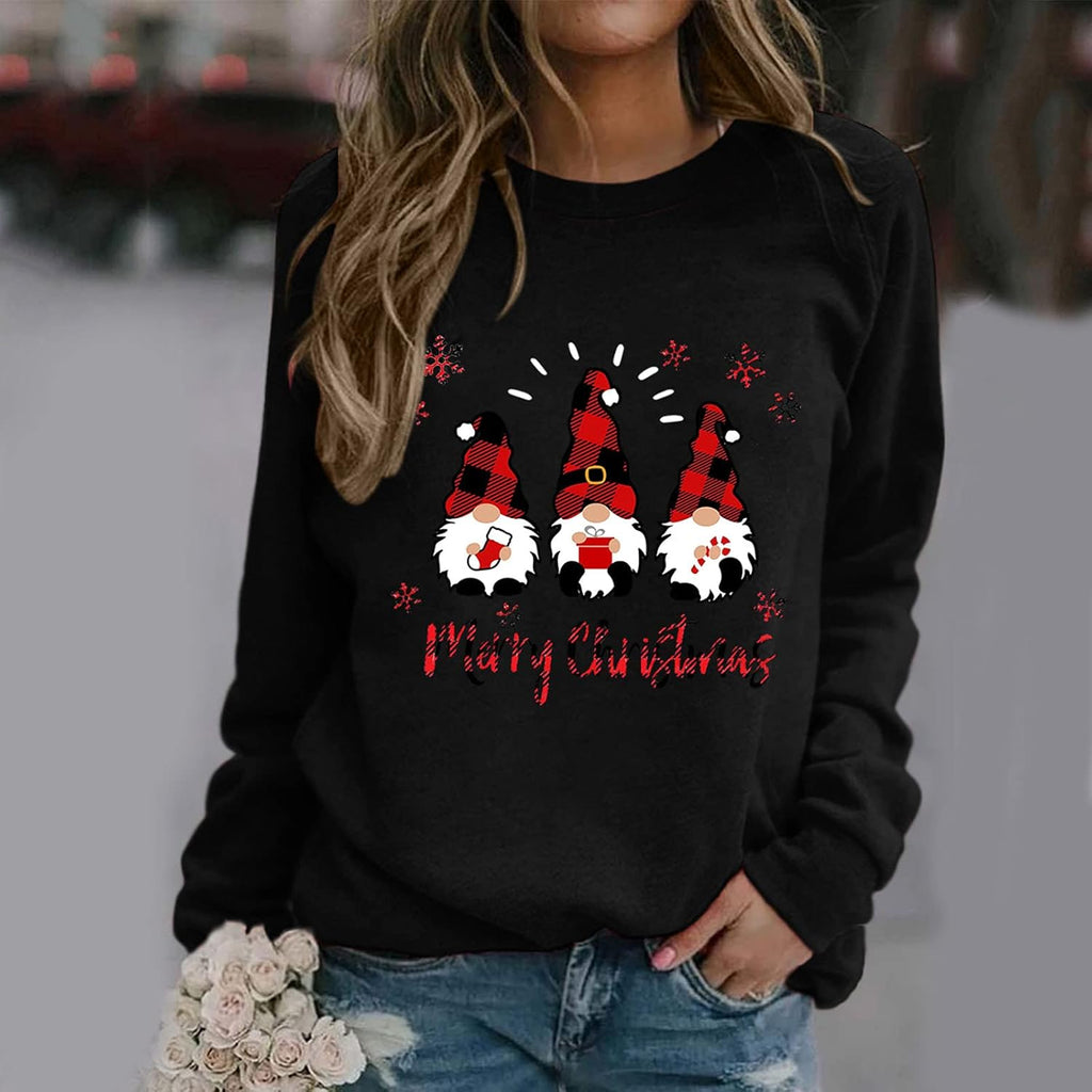 Women's Plus Size Christmas Sweatshirt Crewneck Long Sleeve F56630