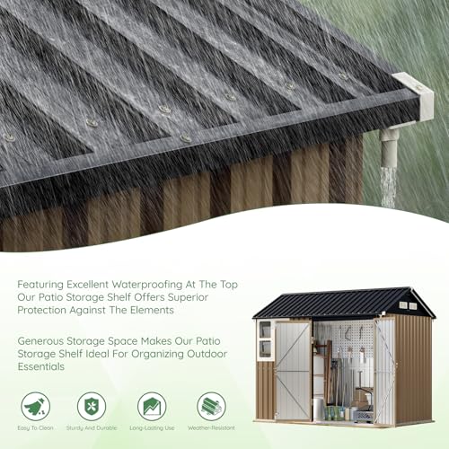 Outdoor Steel Storage Shed with Lockable Doors and Windows E249038