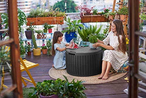 Outdoor Storage Deck Box, 37 Gallon Waterproof Patio Table Bin W1205