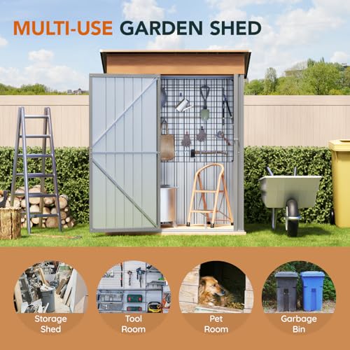 Outdoor Storage Shed with Lockable Door, Compact Metal Tool Shed for Garden O328
