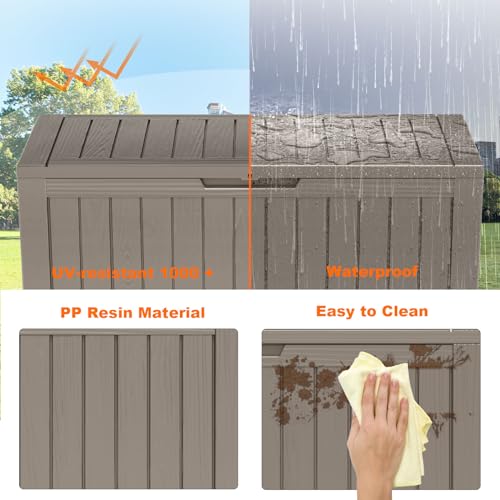 100 Gallon Resin Deck Box, Lockable Patio Outdoor Storage, Waterproof - Black F75230