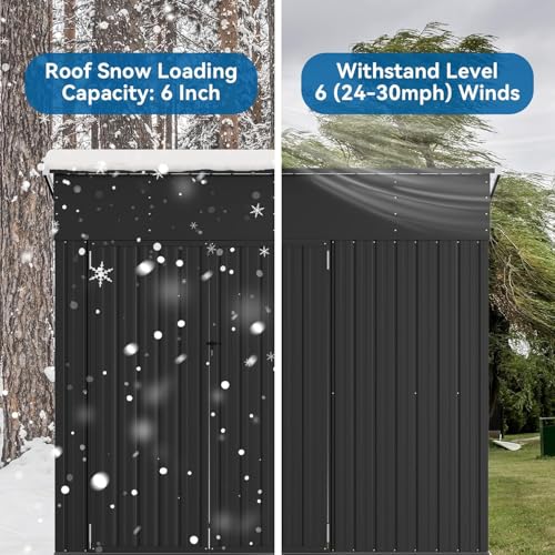 Galvanized Steel Storage Shed with Triple Doors, Weatherproof Outdoor Utility Shed P600721