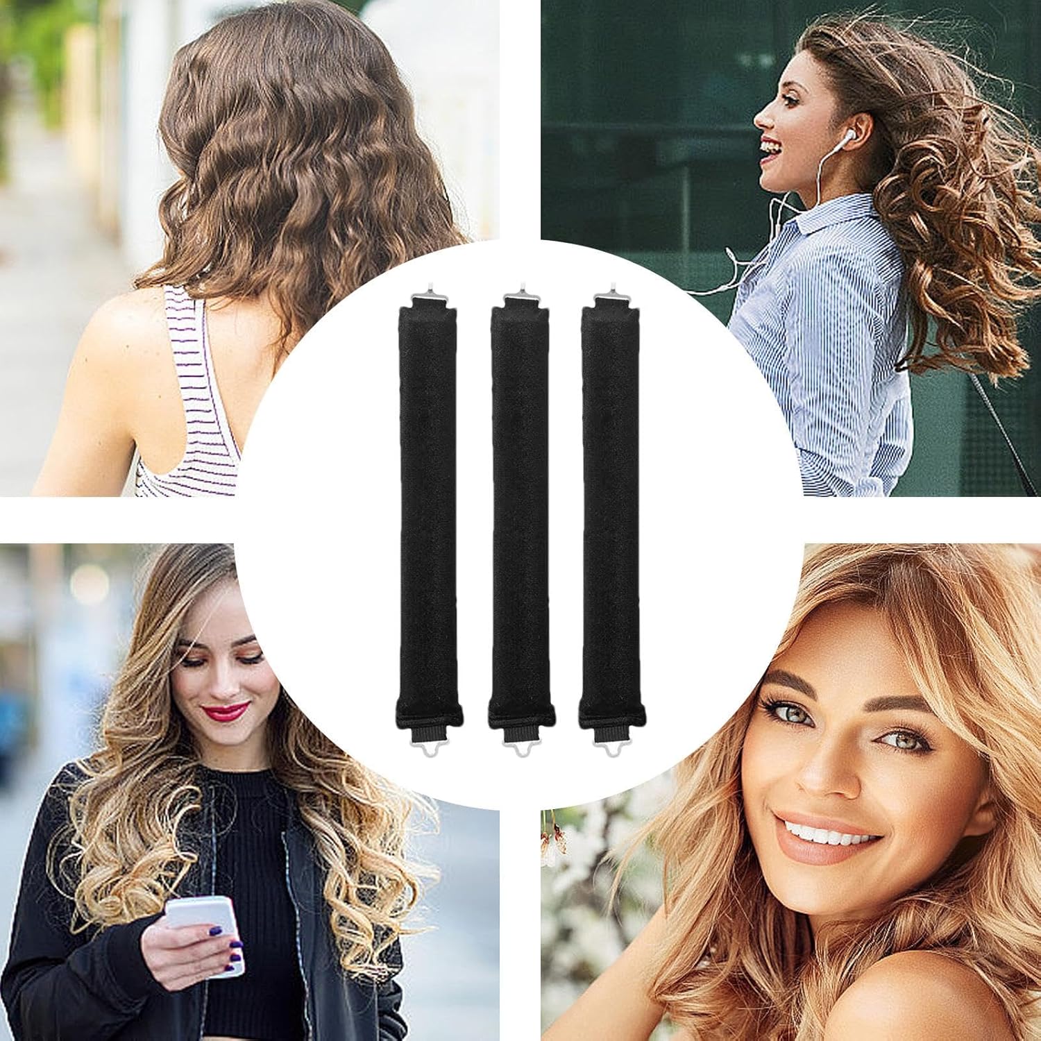 Velvet Heatless Curling Rods with Hook for Overnight Curls Q819834