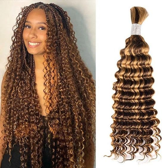 Deep Wave Bulk Human Hair for Braiding, 100g, No Weft H64610