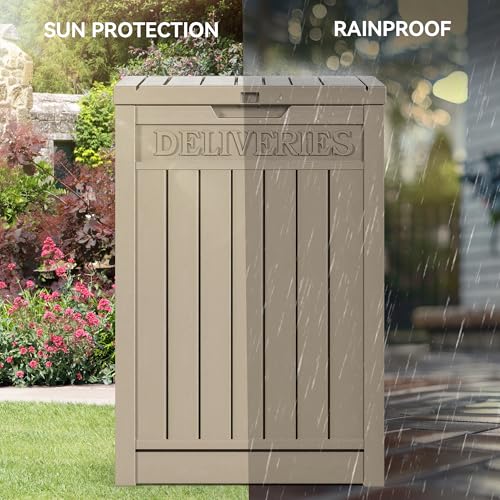 60 Gallon Outdoor Package Storage Box, Double-Wall Resin, Waterproof Deck Box for Porch O69284