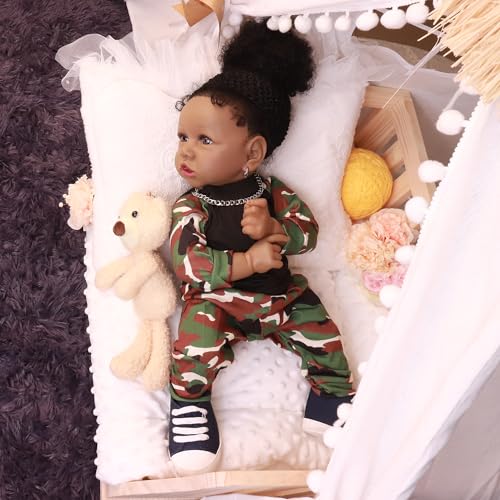 22.8 Inch Realistic African American Baby Doll with Soft Body K201
