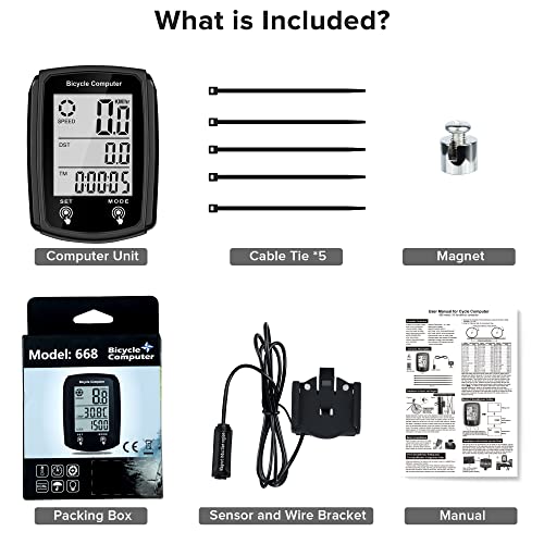 Wired Bike Computer with LCD Display and Automatic Wake-Up O56183