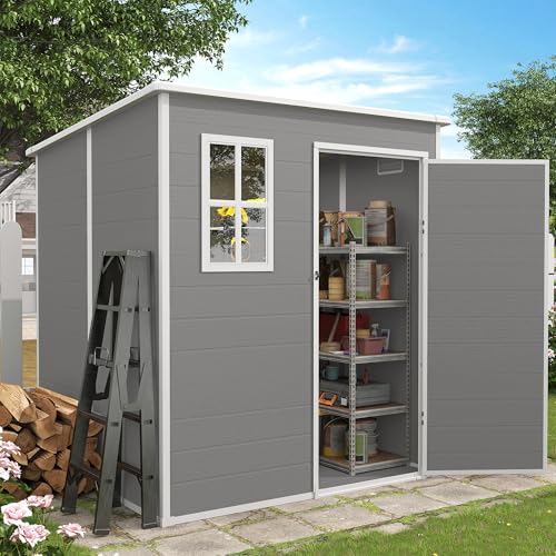 Outdoor Storage Shed 6x6 FT Resin with Floor and Lockable Door Z166