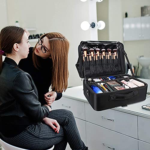 Large Capacity 3 Layer Makeup Case Cosmetic Organizer with Brush Bag R31262