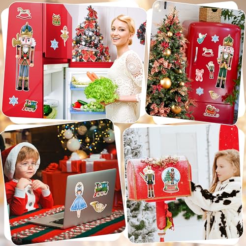 Christmas Garage Door Decoration Magnet 19Pcs Nutcracker Snowflake Fridge Stickers I122182