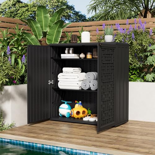 Outdoor Storage Cabinet Waterproof with Shelf for Patio and Garden U239
