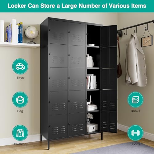 Vintage Metal Locker with Hooks, Lockable Single Door Storage M901