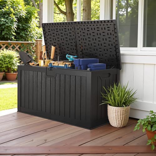30 Gallon Waterproof Resin Deck Box for Outdoor Patio and Garden Storage Q30388