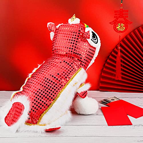 Lion Dance Dog Costume with Sequins for Chinese New Year Pet Outfit D95409