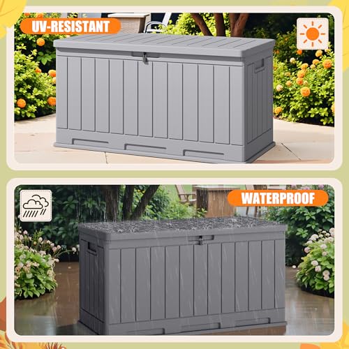 30 Gallon Waterproof Resin Deck Box for Outdoor Patio and Garden Storage Q30388