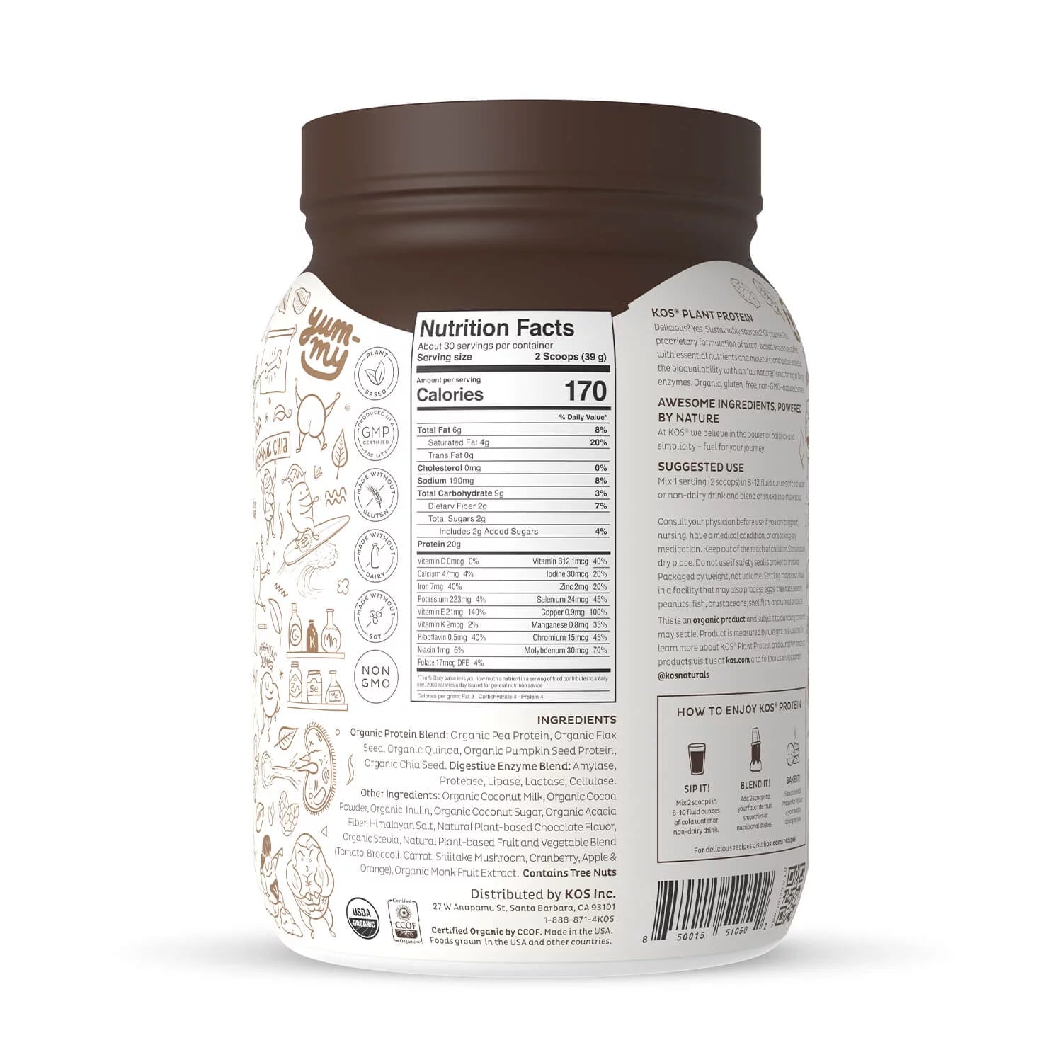 Vegan Protein Powder Chocolate, Organic Pea Protein Blend, Plant Based M725276
