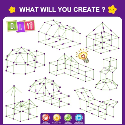 Fort Building Kit for Kids, STEM Construction Toys, 140 Pieces V503086