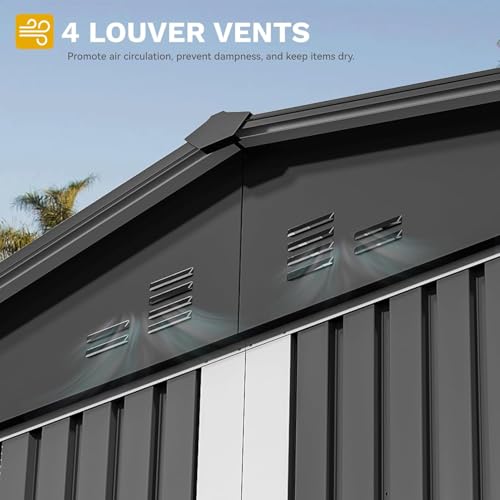 10x8ft Metal Outdoor Storage Shed with Lockable Door and Vents A44303