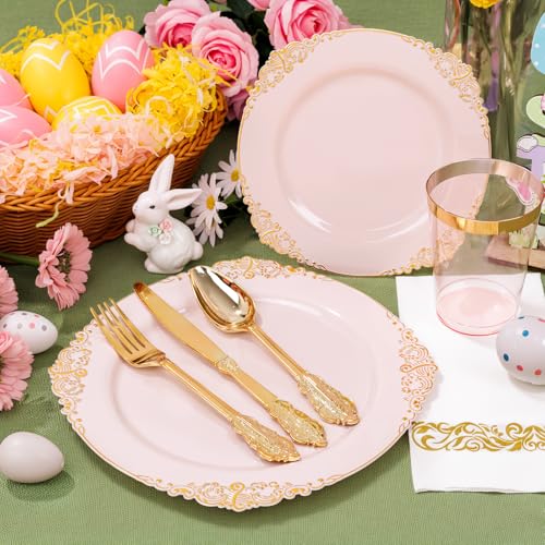 Gold Plastic Dinnerware Set for 50 Guests N48810