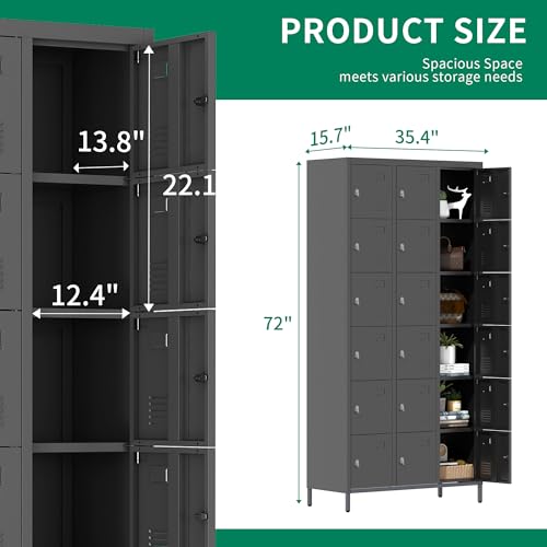 3-Door Steel Storage Locker with Shelves and Hooks I822961