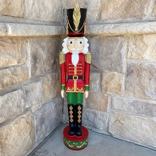 Red and Green Christmas Nutcracker Holiday Decoration, 37-inch Freestanding Resin I1504