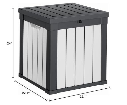 100 Gallon Resin Deck Box, Lockable Patio Outdoor Storage, Waterproof - Black F75230