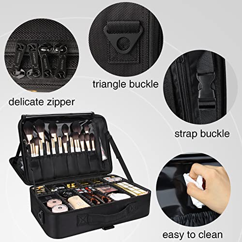 Large Capacity 3 Layer Makeup Case Cosmetic Organizer with Brush Bag R31262
