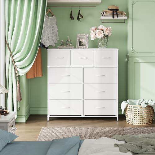 9-Drawer Fabric Storage Tower for Bedroom, Closet, Tall Chest Organizer with Steel Frame R839993