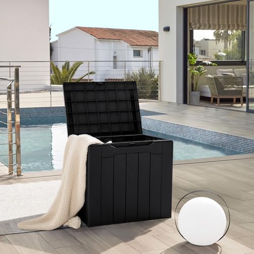 31 Gallon Resin Deck Box Waterproof Indoor Outdoor Storage for Patio Cushions and Garden Tools L90121