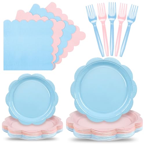 Ivory Paper Plates and Napkins Set for 50 Guests, Disposable Tableware with Utensils M509
