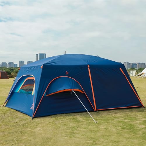 Extra Large Family Cabin Tent 2 Rooms 3 Doors 3 Windows Waterproof for Camping H460