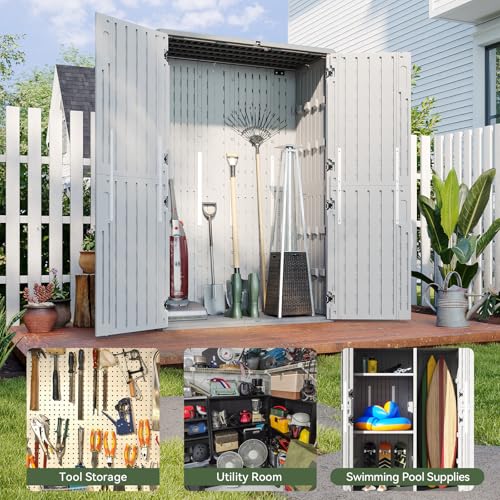 Outdoor Storage Shed with Floor, Waterproof Vertical Cabinet I260366