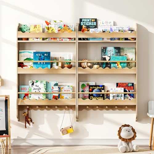 Wall Mounted 3-Tier Kids Bookshelf with Toy Storage Q74129