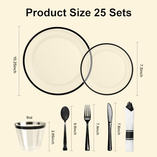 Disposable Plates and Cups Set for 50 Guests with Napkins and Cutlery V71219