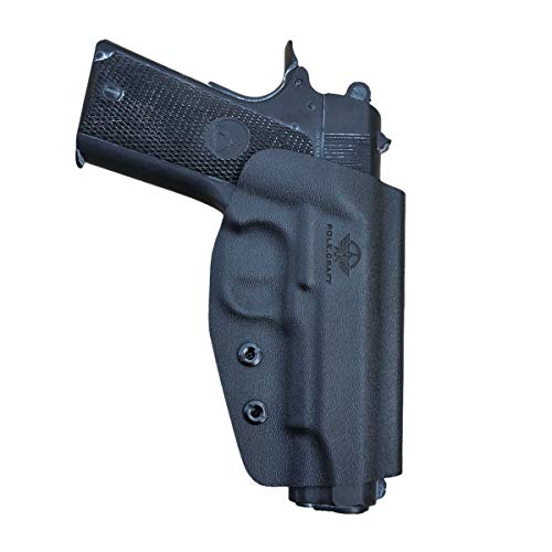 1911 Holster OWB Kydex Holster Fits: Colt Commander 1911 .45 / 9mm / 4.25" / PT1911 Gun Holster Outside Waistband Carry Pistol Case 1.5-2 Inch Belt Clip With Lock - Adj. Width Height Cant - Entrance Widen