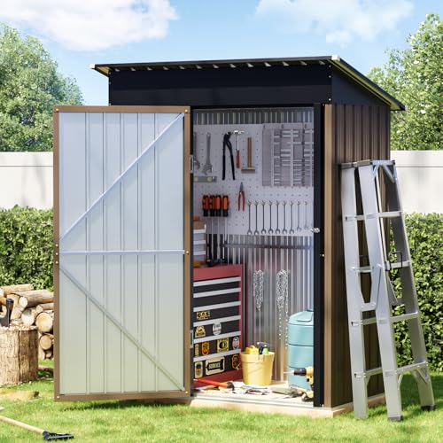 Outdoor Steel Storage Shed with Lockable Doors and Window L987864