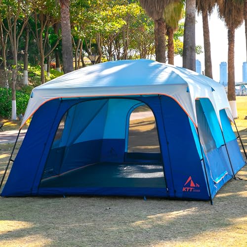 Extra Large Family Cabin Tent for Camping, 2 Rooms, 3 Doors, Waterproof E6603