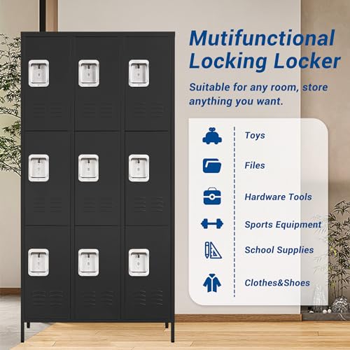 3-Door Blue Steel Storage Locker for Office, School, Gym C68898