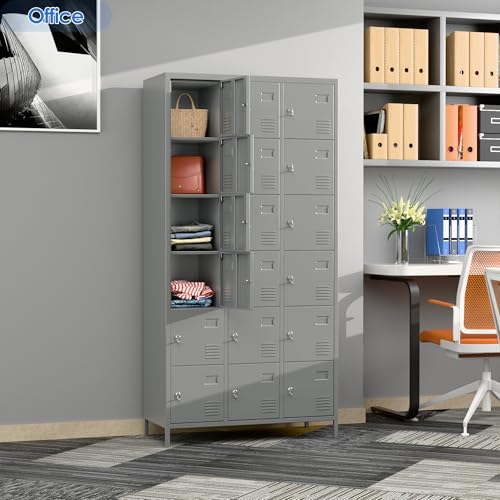 6 Door Metal Storage Locker with 18 Hooks, Black & Dark Grey K6611