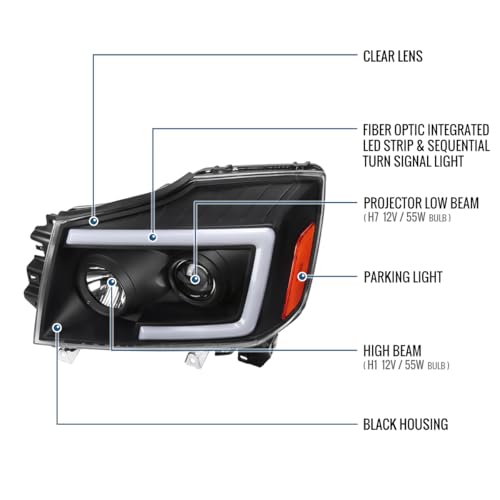 Projector Headlights with LED Sequential Turn Signals for Nissan Armada Titan F85769