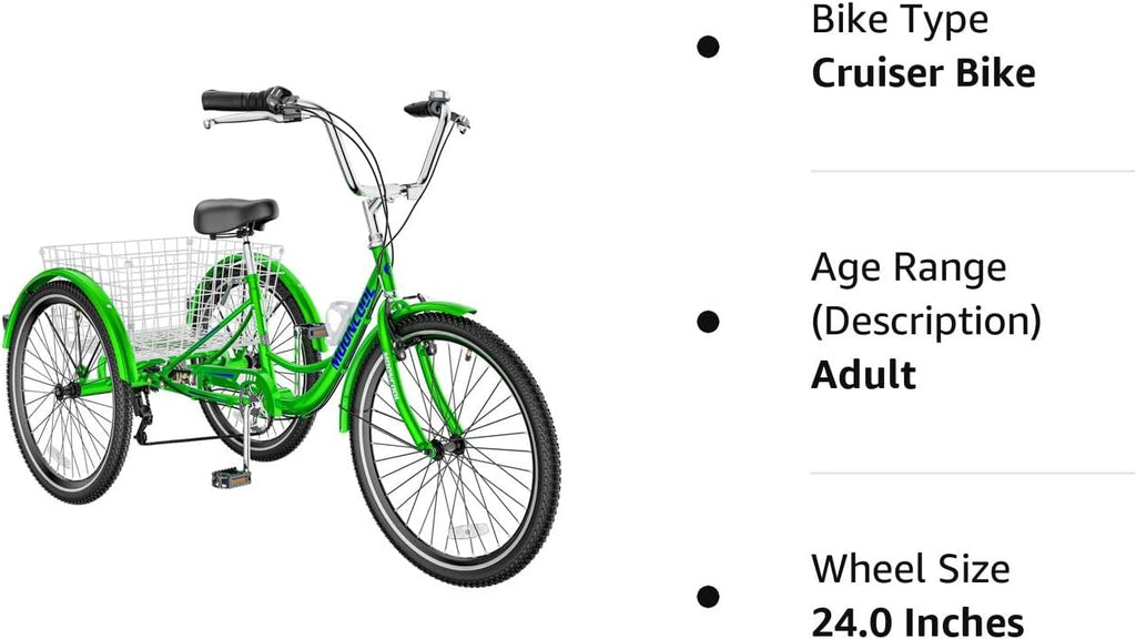Adult Tricycle 7-Speed 3-Wheel Bike with Basket for Seniors S8817