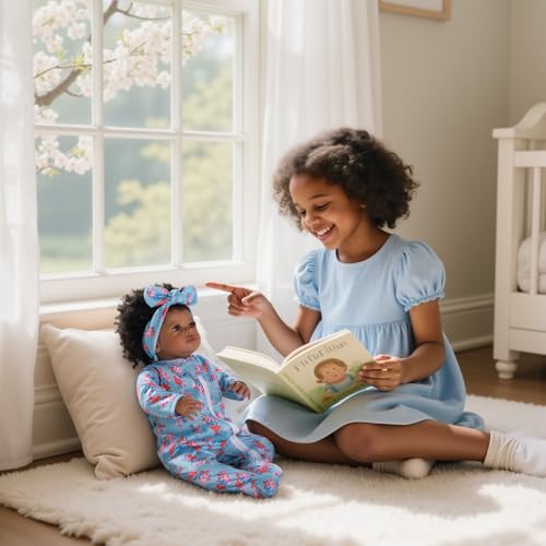 Lifelike Reborn Black Girl 18-Inch Realistic Newborn Baby Doll with Clothes and Toy U426