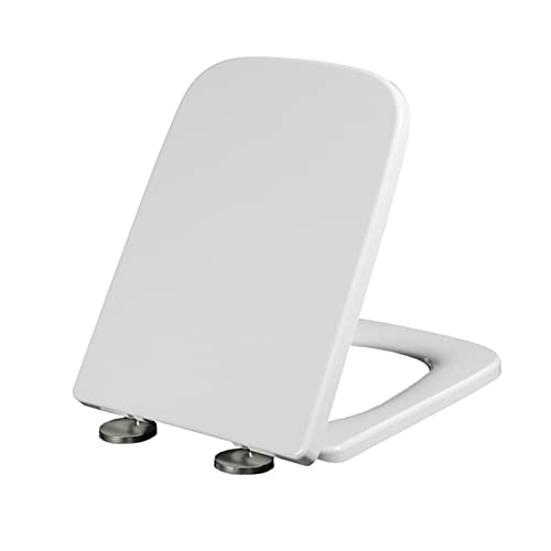 Soft Close Toilet Seat, White Square, Quick Release O1589