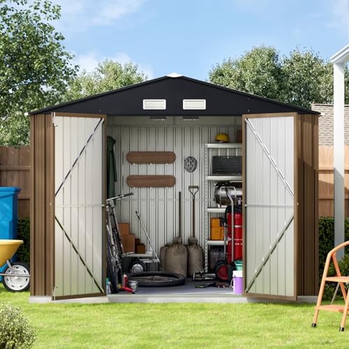 Outdoor Steel Storage Shed with Lockable Doors and Windows E249038