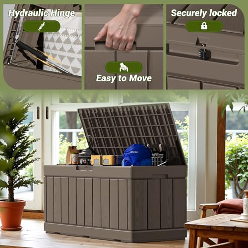 30 Gallon Waterproof Resin Deck Box for Outdoor Patio and Garden Storage Q30388