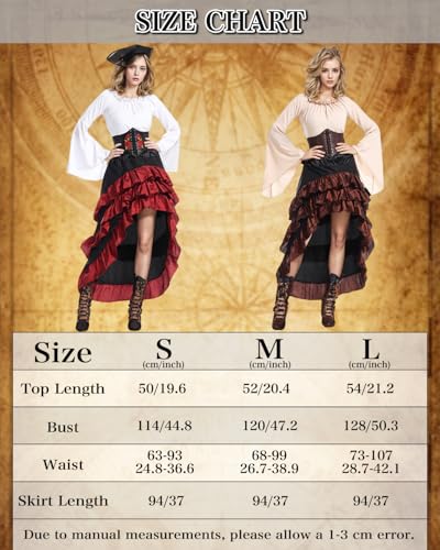 Pirate Costume for Women with Shirt Skirt Corset Belt K4037