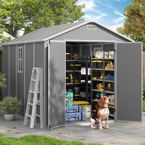 Outdoor Storage Shed 6x6 FT Resin with Floor and Lockable Door Z166
